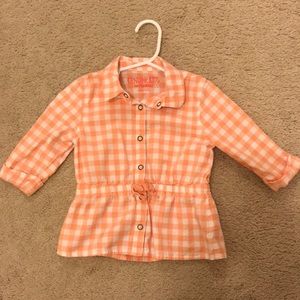 3/4 Sleeve Salmon Checkered Shirt